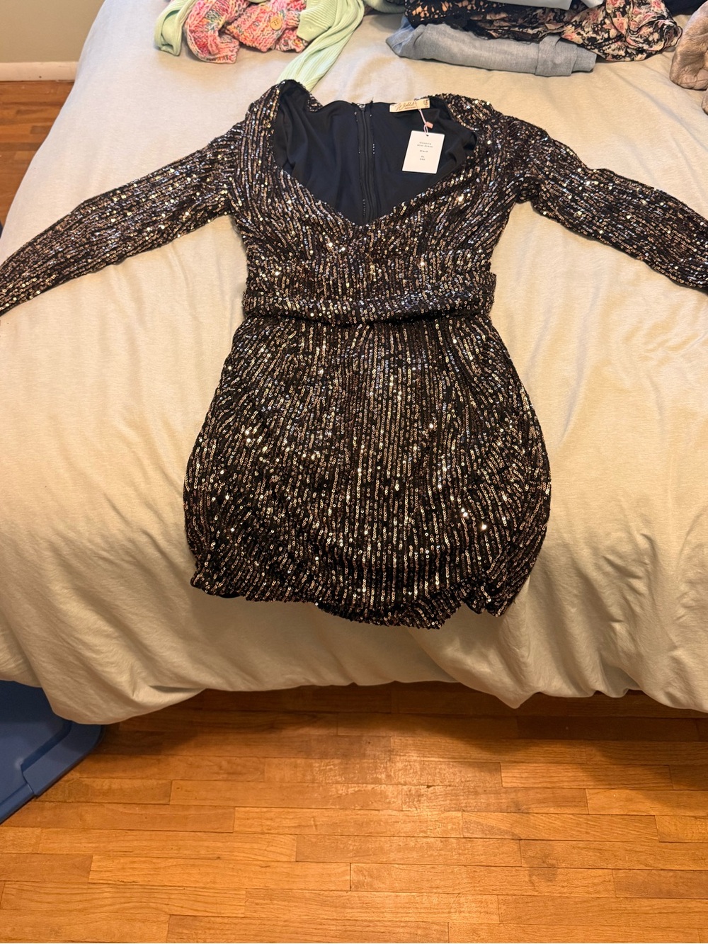 Victoria Black Sequin Mini Dress